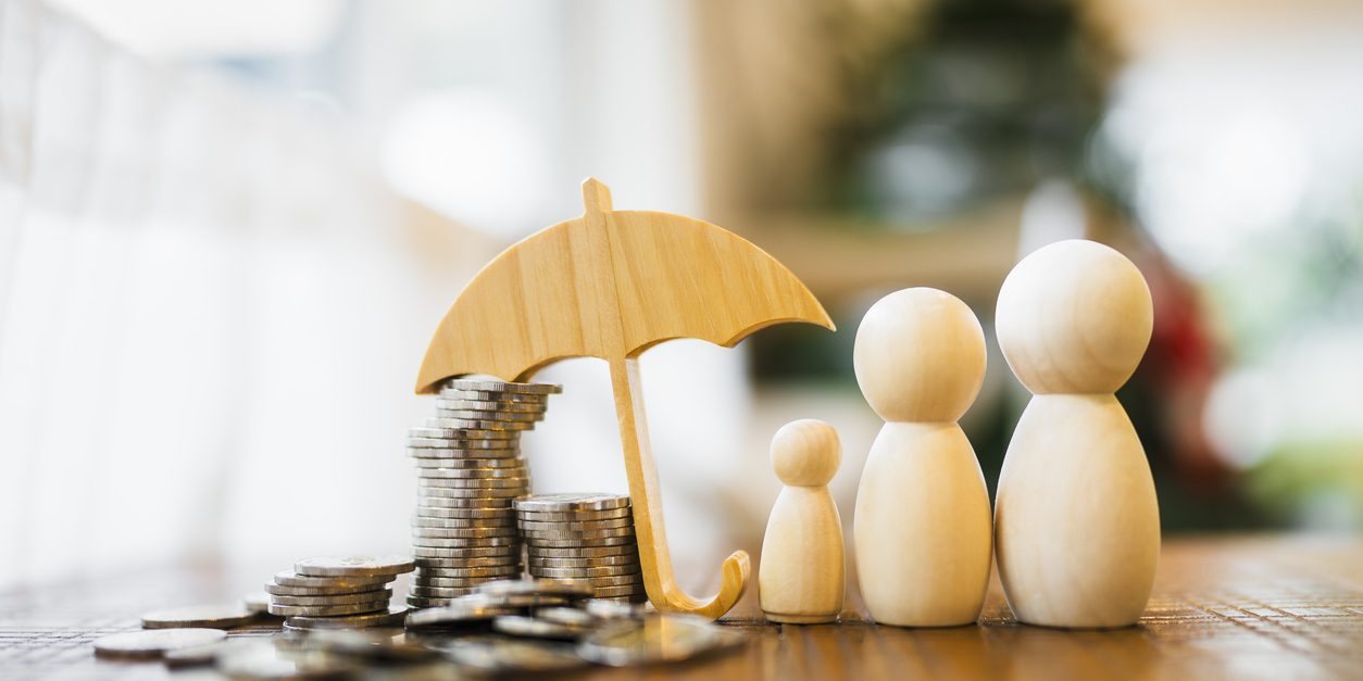 Umbrella icon and family model, Security protection and health insurance. The concept of family home, protection, health care day, car insurance. Umbrella icon and family model, Security protection and health insurance. The concept of family home, protection, health care day, car insurance.