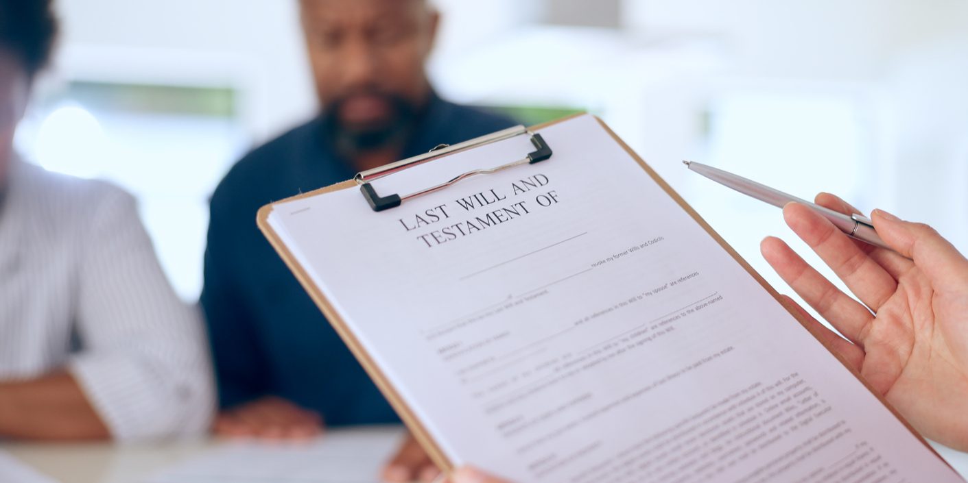 Hand, will and testament in office by closeup for document insurance of funeral planning for family future. Safety, security and protection for married couple in home with preparation for health Hand, document or testament in office by closeup for last will, insurance of funeral planning for family future. Safety, security or protection of married couple in home for preparation of health